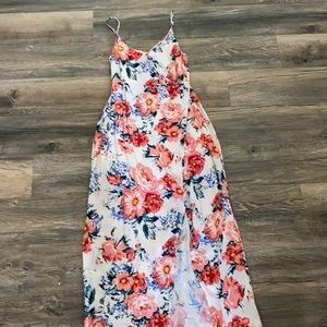 MINKPINK white floral spaghetti strap dress